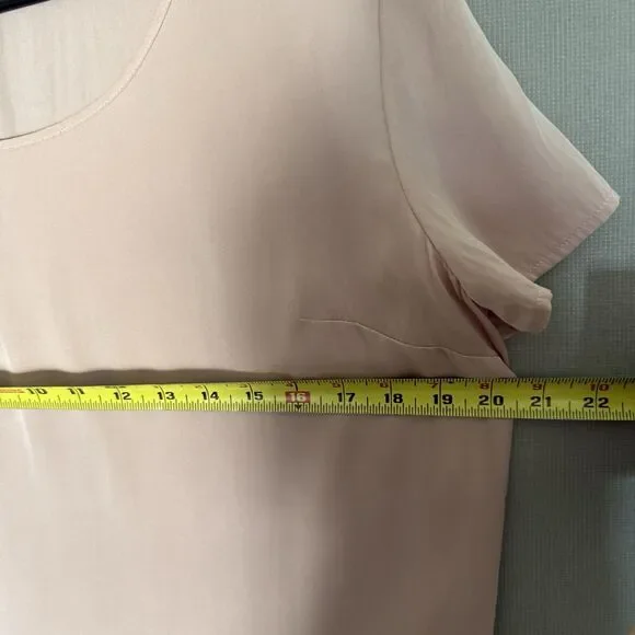 Quince Stretch Silk Top Medium Washable Pink Rose  Womens Short Sleeve Crew Neck - Picture 4 of 8